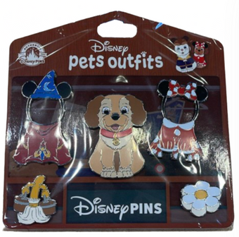 Disney Parks Pets Outfits Pin Set Dog Mickey Sorcerer Minnie New with card