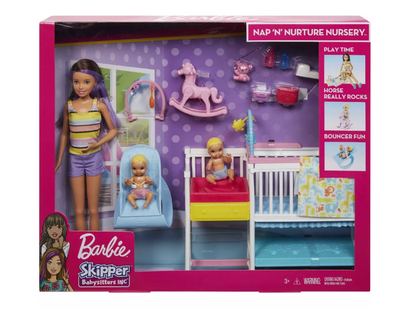 Barbie Skipper Babysitters Inc Nap 'n' Nurture Nursery Dolls and Playset New Box