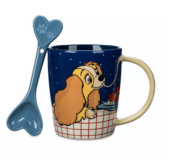 Disney Parks Lady and the Tramp Mug with Spoon Set 70th New With Tag