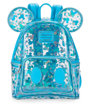 Disney Parks Loungefly Mickey Mouse Icon Clear Mini Backpack Blue New with Tags
