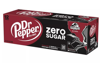 Dr Pepper Zero Sugar Soda Quetzalcoatlus Jurassic World 12 pk 12 fl oz Cans