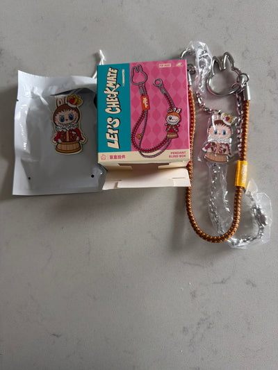 Pop Mart Labubu The Monsters Let's Checkmate King Pendant Keychain Charm New