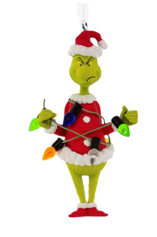 Hallmark Dr Seuss Grinch With String Lights Christmas Ornament New With Box
