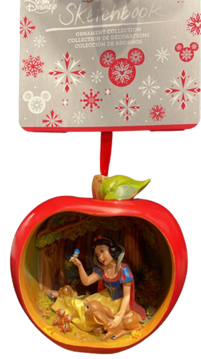 Disney Parks Snow White in Apple Sketchbook Christmas Ornament New with Tag