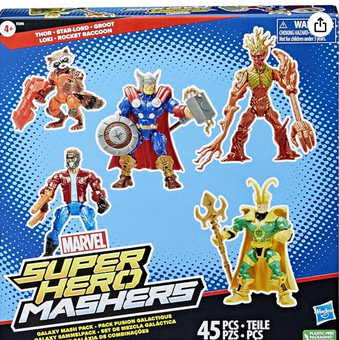 Marvel Super Hero Mashers Thor & Guardians The Galaxy 5 Pack Action Figures NEW