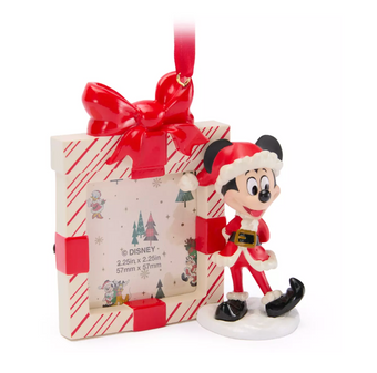 Disney Parks Santa Mickey Photo Frame Christmas Ornament New with Tag
