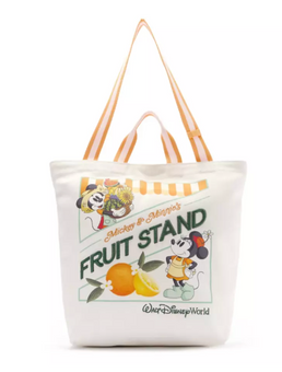 Disney Parks WDW Mickey Minnie Mouse Fruit Stand Canvas Tote Bag New With Tag