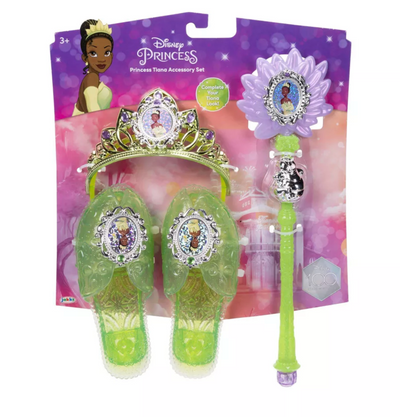 Disney 100 Princess Tiana Accessory Set Tiara Wanda and 1 Pair of Shoes New