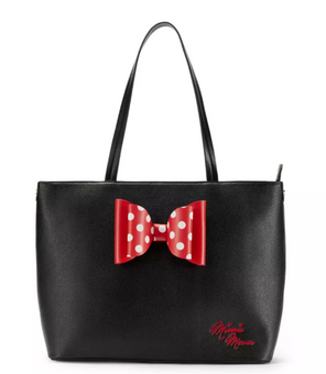 Disney Parks Walt Disney World Minnie Mouse Bow Tote Bag Black Bow New With Tag