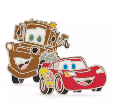 Disney Parks Lightning McQueen and Mater Pin Cars New With Card