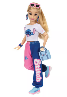 Disney ily 4EVER Stitch Doll Varsity Jacket Blonde Hair Brown Eyes New