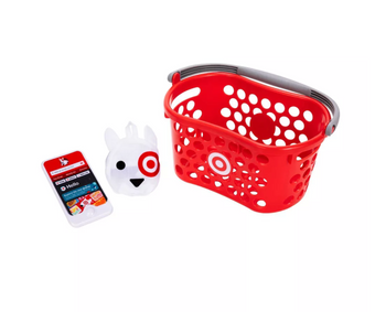 Target Red Toy Shopping Basket with Bullseye Dog Foldable Bag New with Tag