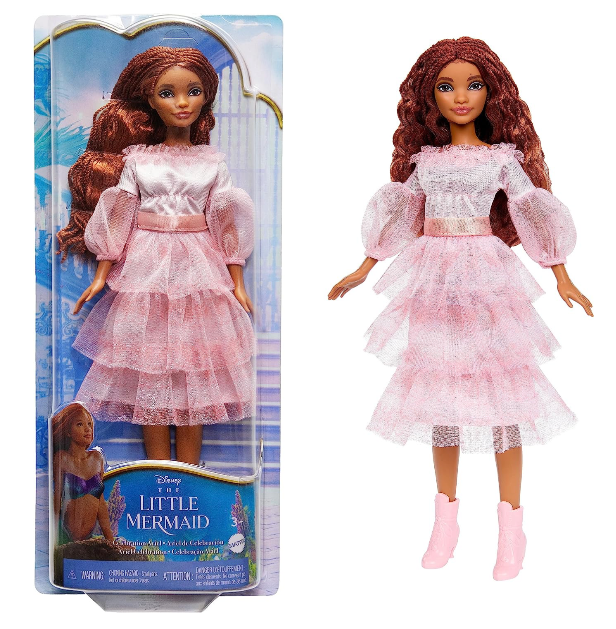 Disney Little Mermaid Celebration Ariel Doll Red Hair Pink Dress New With Box