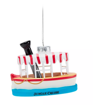 Disney Parks Jungle Cruise Boat Glass Christmas Ornament New with Tag