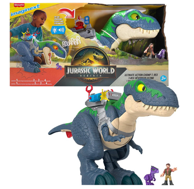 Fisher-Price Jurassic World Rebirth Dinosaur Playset Chomp T rex Dino Toy New