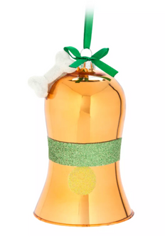 Disney Parks Pluto Bone Glitter Glass Christmas Ornament New with Tag