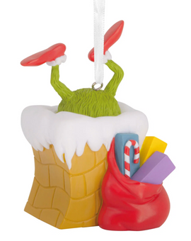 Hallmark Dr Seuss How the Grinch Stole Christmas! Grinch in Chimney Ornament New