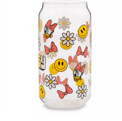 Disney Parks Daisy Duck Smiley Icons Bows Flowers Glass New