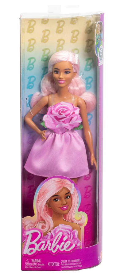 Barbie Fashionistas Doll #238 in Strapless Rose Dress, Pink Hair New With Box