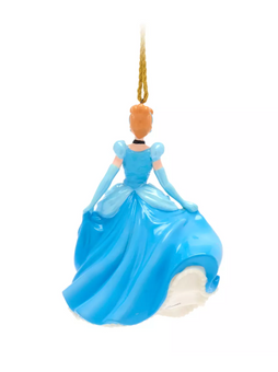 Disney Parks Princess Cinderella Glitter Porcelain Christmas Ornament New w Box
