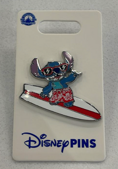 Disney Parks Stitch Hawaiian Surfing Pin New with Card