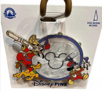 Disney Parks Mickey Goofy Pluto Drum Music Pin Easel Backing Included New w Card