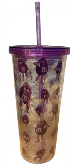 M&M's World Purple Character Moods Tumbler With Straw New with Tag