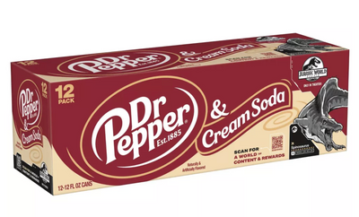 Dr Pepper Cream Soda Spinosaurus Jurassic World Rebirth 12 pk 12 fl oz Cans