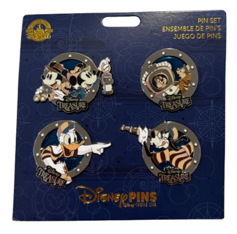Disney Parks Cruise Line Treasure Porthole Booster Pin Set of 4 New With Card