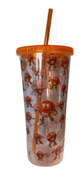 M&M's World Orange Character Moods Tumbler With Straw New with Tag