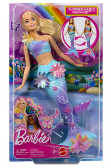 Barbie Flower Magic Mermaid Toy Doll Surprise Blooming Flowers Toy New w Box