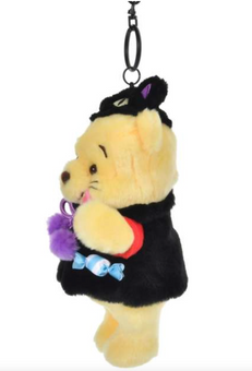 Disney Parks Halloween Winnie as Black Cat Plush Keychain Bag Charm New with Tag