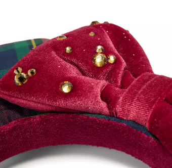Disney Parks Minnie Mouse Plaid Holiday Ear Headband for Adults New With Tag