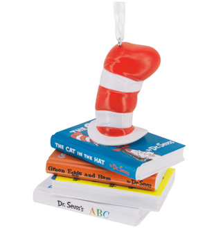 Hallmark Dr. Seuss Hat on Books Christmas Ornament New With Box
