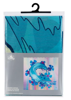 Disney Parks Hawaiian Stitch Surfing Shower Curtain New With Tag