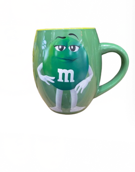 M&M's World Green Character with Yellow Color Inside Barrel Coffee Mug New