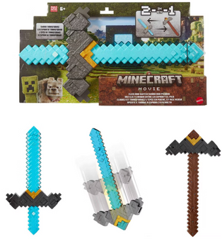 Minecraft Click and Switch Sword and Pickaxe Role-Play Toy New With Tag