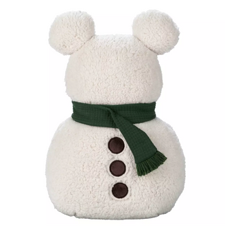 Disney Parks Mickey Mouse Icon Snowman Pillow Plush with Scarf New with Tag
