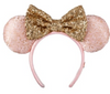 Disney Parks Minnie Mouse Ear Headband Princess Faces Gold Glitter New with Tag