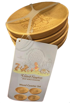 Disney Parks EPCOT UK World Showcase Winnie the Pooh Wood Coaster Set New W Tag