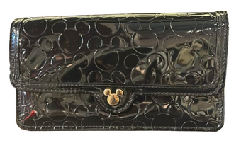 Disney Parks Mickey Mouse Icon Black Lucid Gloss Crossbody Bag New with Tag