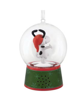 Hallmark Peanuts Snoopy Christmas Musical Globe Ornament New with Box