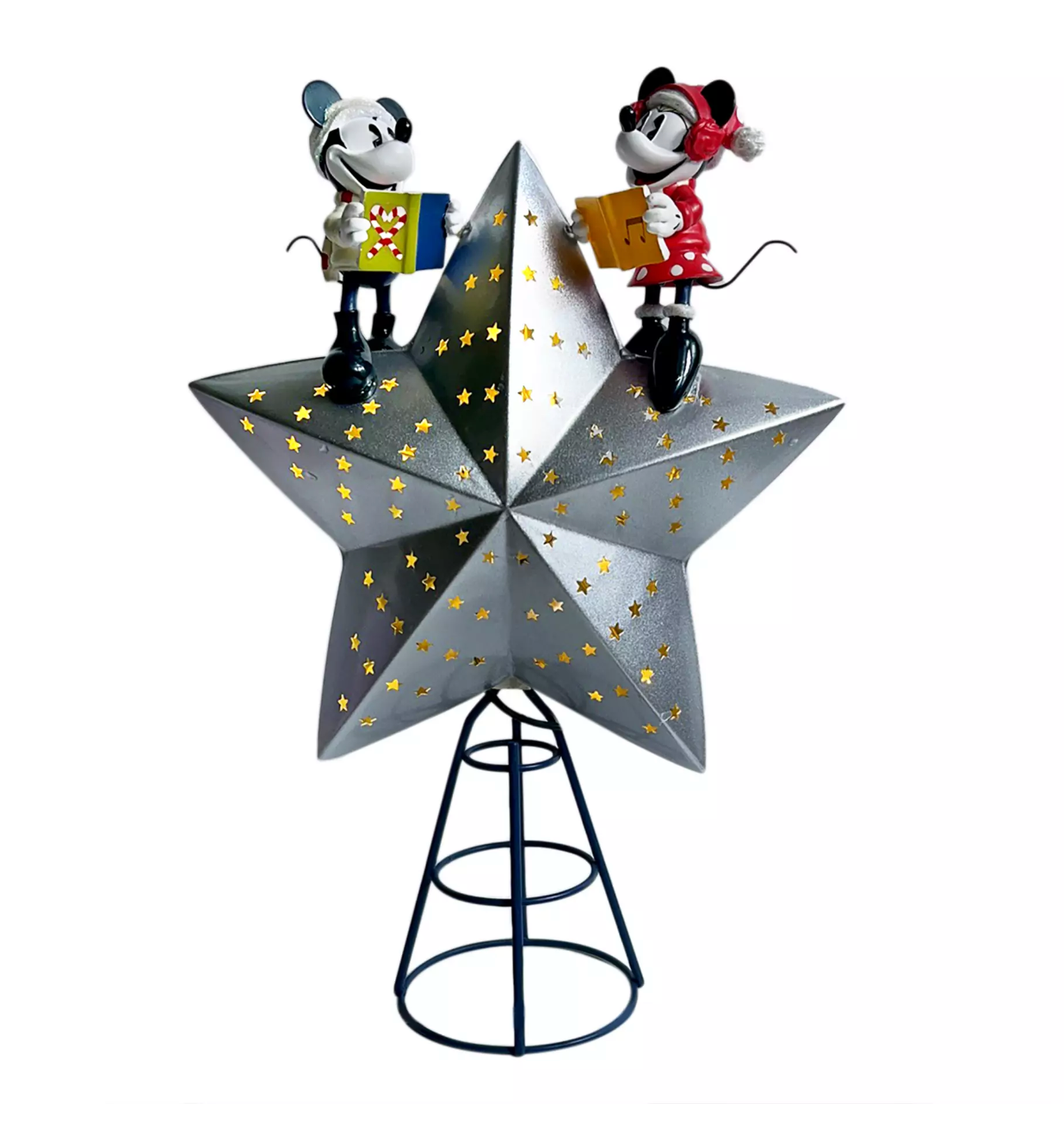 Disney Parks Classics Mickey Minnie Star Light Up Christmas Tree Topper New Box