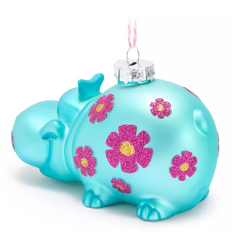 Disney Parks ''it's a small world'' Hippo Glass Christmas Ornament New With Tag