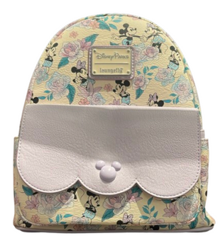 Disney Parks Loungefly Mickey & Minnie Floral Lavender Mini Backpack New W Tag