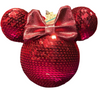 Disney Parks Minnie Mouse Red Bow Icon Glass Christmas Ornament New with Tag