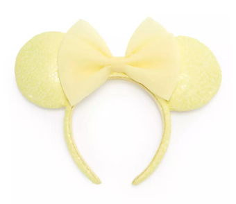 Disney Parks Minnie Mouse Sequined Ear Headband Joyful Yellow New With Tag