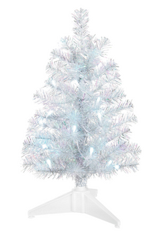 Hallmark Miniature Silver and White Pre-Lit Christmas Tree 18.75inc New with Tag