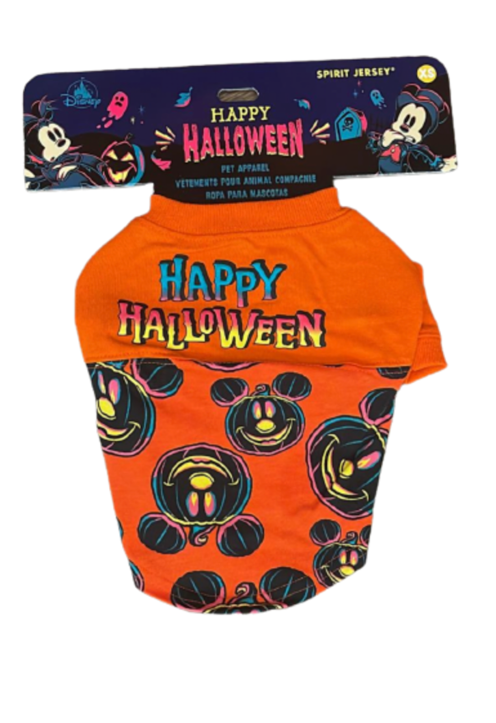 Disney Parks Happy Halloween Mickey Pumpkin Spirit Jersey Pets Size XS New Card