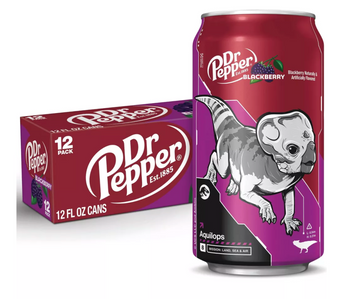 Dr Pepper Blackberry Soda Aquilops Jurassic World Rebirth 12 pack 12 fl oz Cans